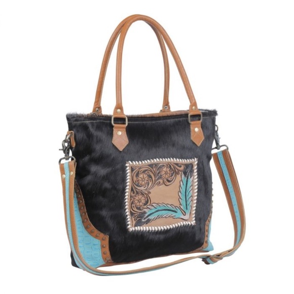 MYRA BAG Hair-on leather hand tooled - Picture 5 of 9